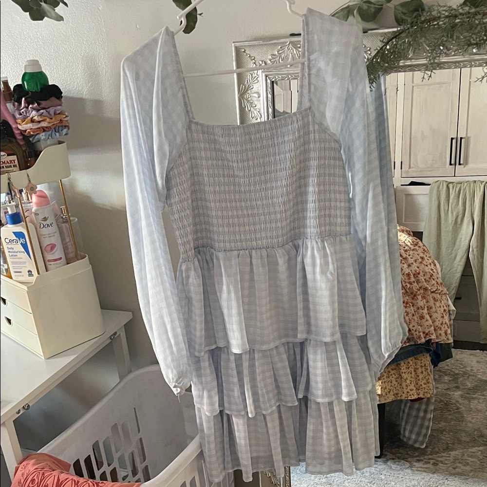 Blue Gingham Mini Dress